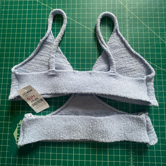 Debut Knit Crop Top in Sky Blue W Size Small / Medium - Dainty Cutout Details - Picture 2 of 4